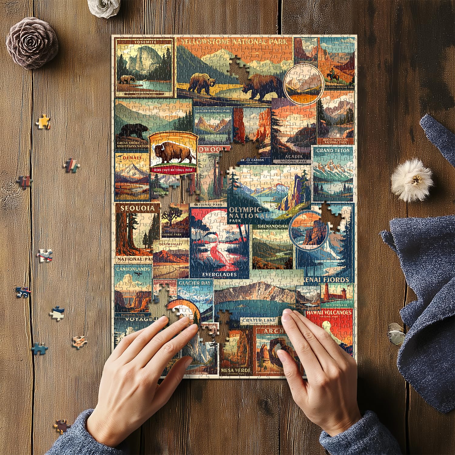 Vintage National Parks Puzzle for Adults 1000 Pieces, Travel